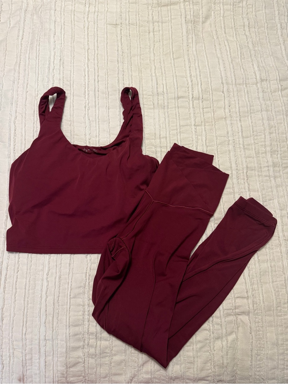 aerie Burgundy Matching Crop Tank & High-Waist Leggings